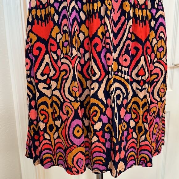 Boden Grace Flutter Sleeve Dress Navy Ikat Mini Crinkle Pockets Size 2R Pockets - Picture 13 of 16